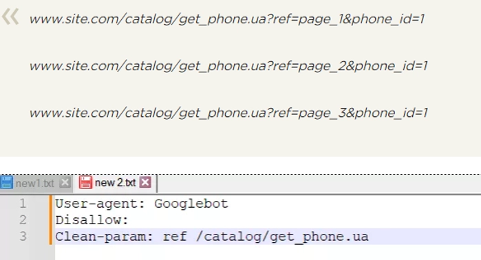 Robots.txt задаем правило Clean-param