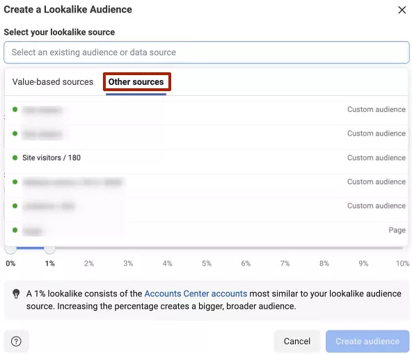 Similar audiences: creating a suitable option
