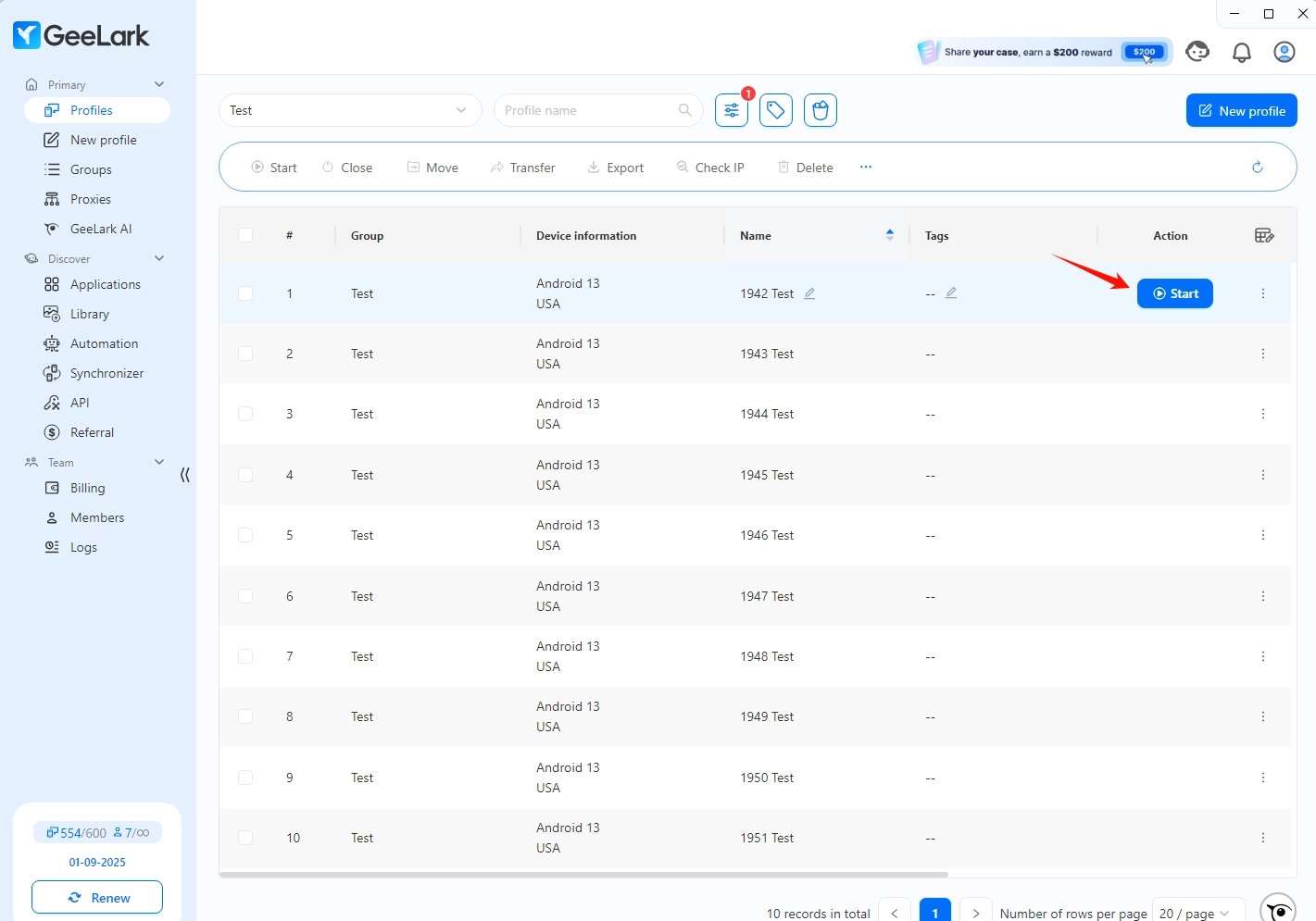 Launch cloud phone profiles