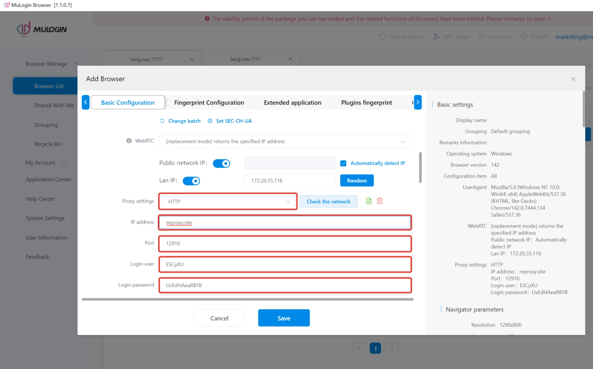 MuLogin'da HTTP proxy ayarı