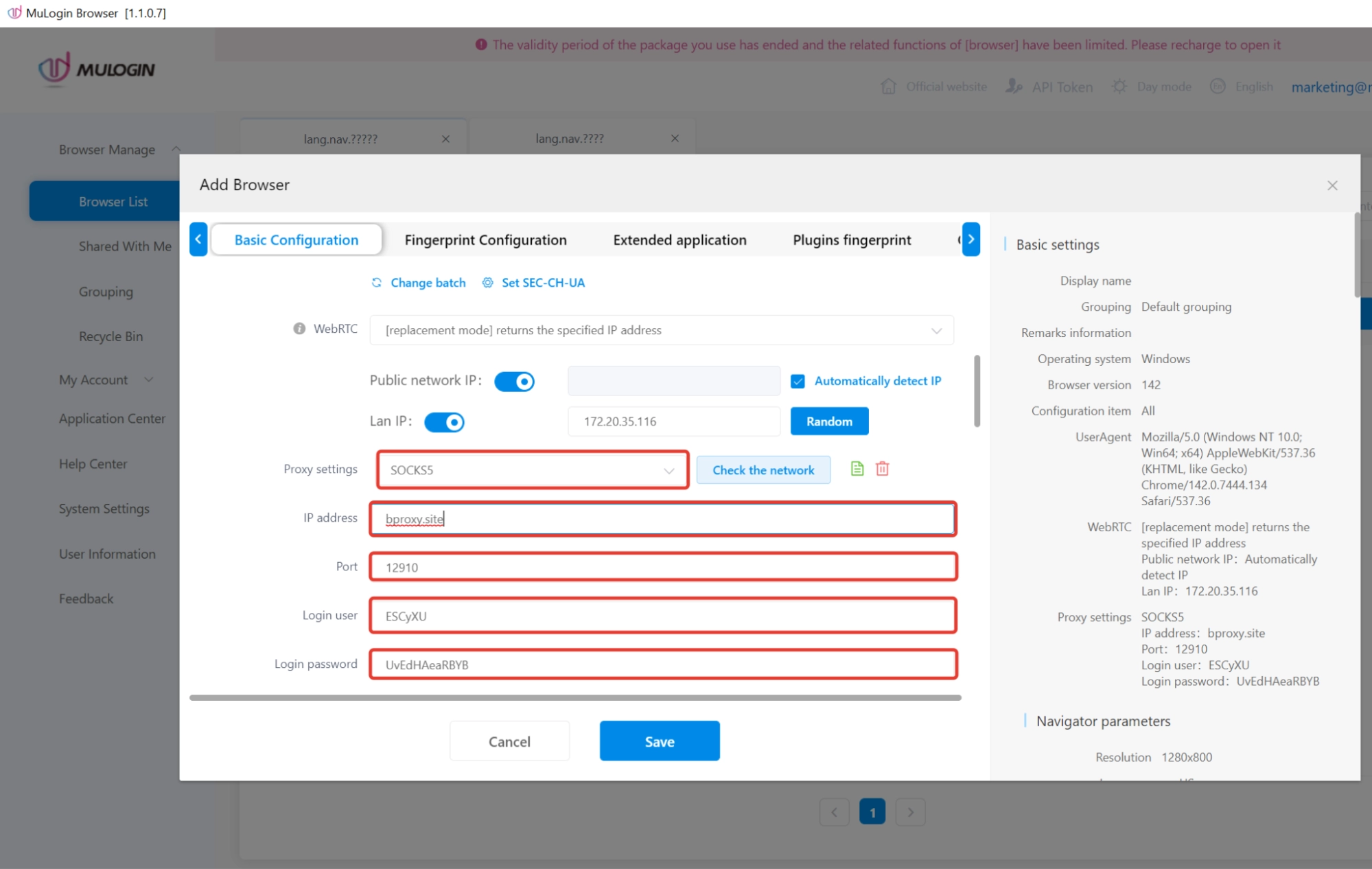 MuLogin'da SOCKS5 proxy ayarı