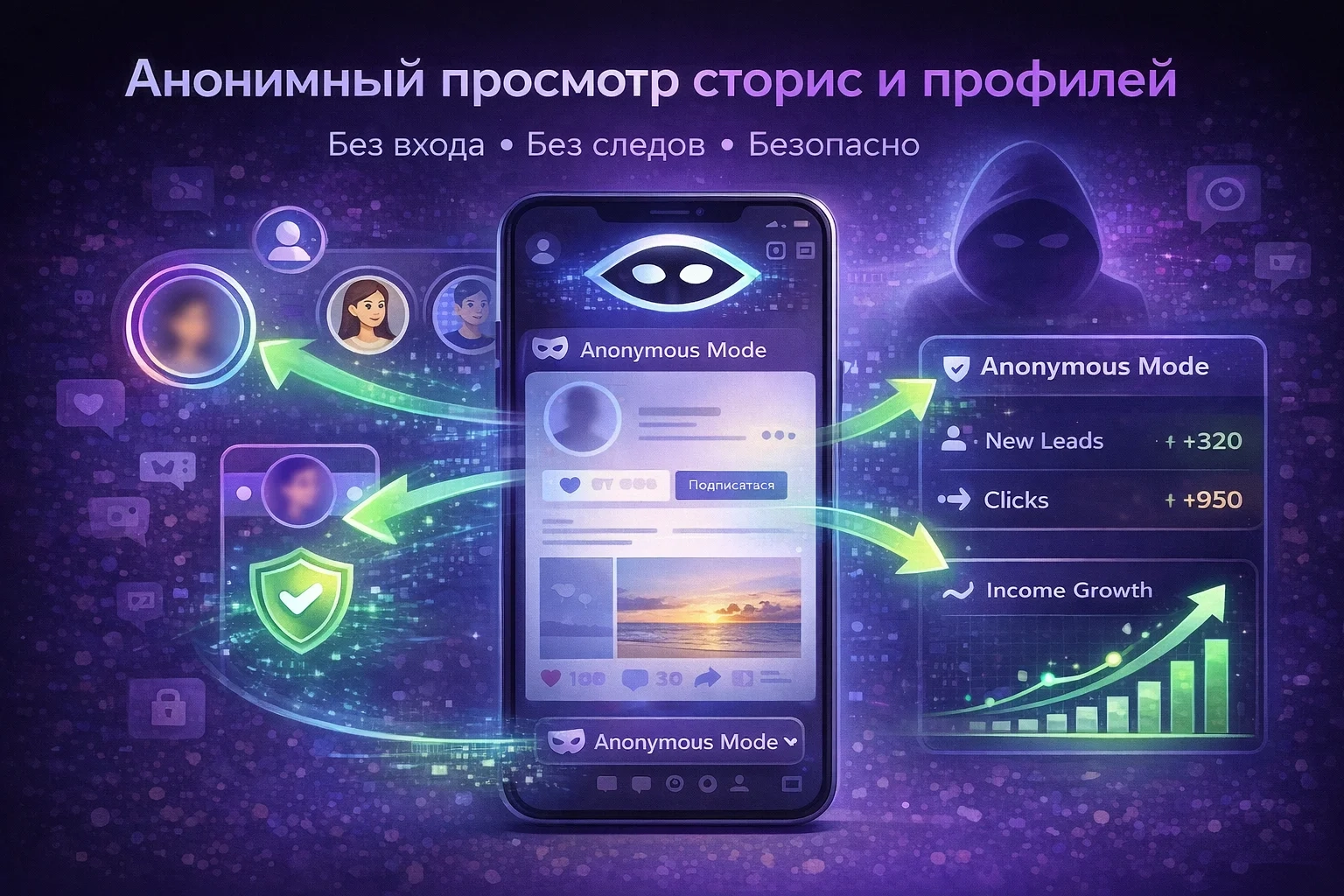 Instashpion — анонимный просмотр историй и аналитика Instagram