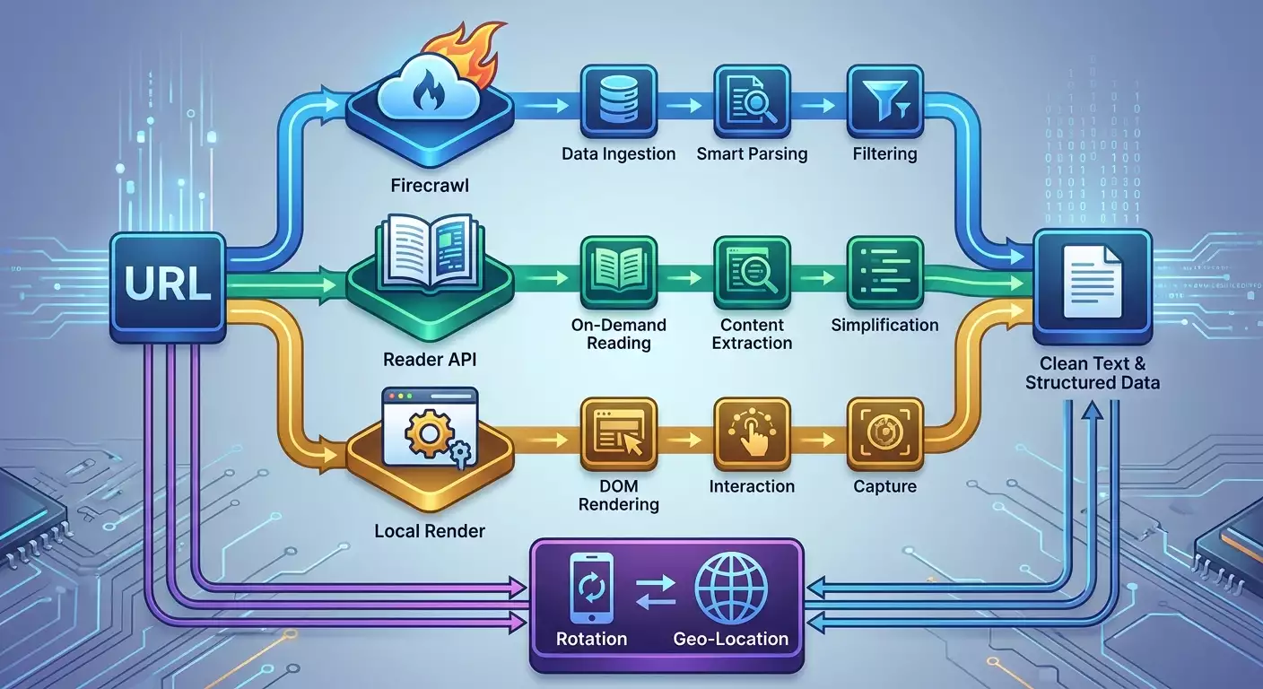 Скрапинг с LLM в 2026: Firecrawl, Reader API, Crawl4AI и мобильные прокси — пошаговая инструкция